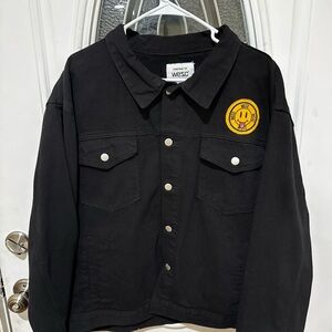 WESC Black Jacket with Yellow Smiley Patch